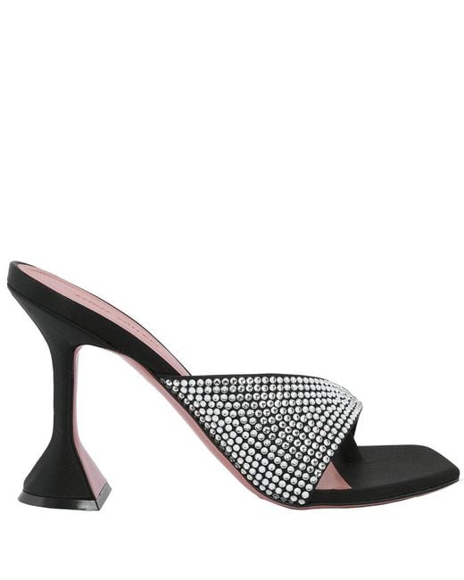 AMINA MUADDI White Shiona Crystal-Embellished Satin Mules, Brand Size 36 (Us