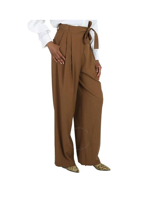 Burberry Brown Nicola Viscose Wool Wide-leg Tailored Trousers