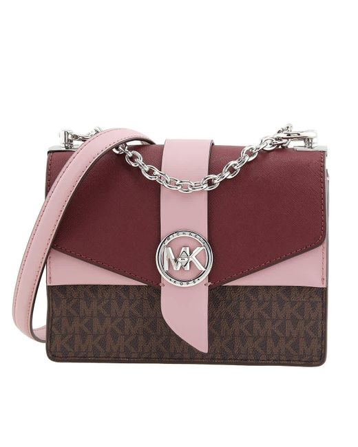 Michael Kors Red Greenwich Small Two-tone Logo And Saffiano Leather Crossbody Bag