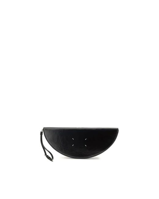Maison Margiela Black Crinkled Calf Leather Clutch