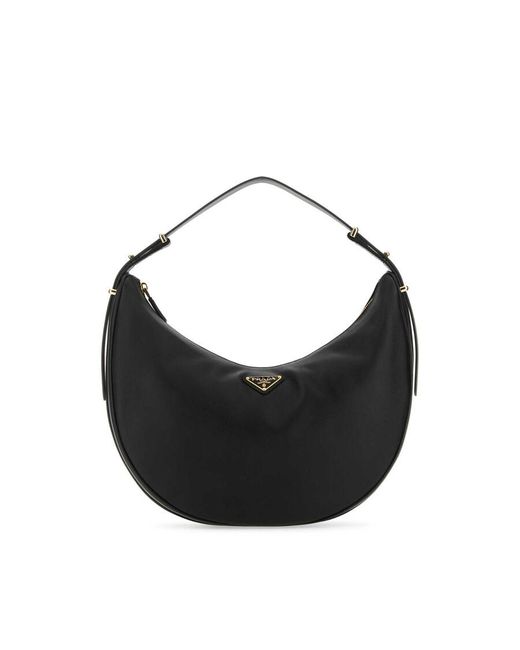 Prada Black Leather Big Arqu Handbag