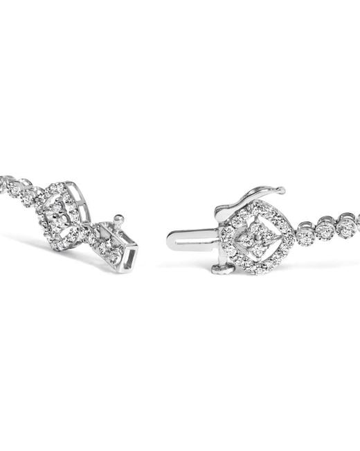 Haus of Brilliance Metallic Sterling 3.0 Cttw Diamond Halo Square Shape Link Bracelet (I-J Color, I3 Clarity)
