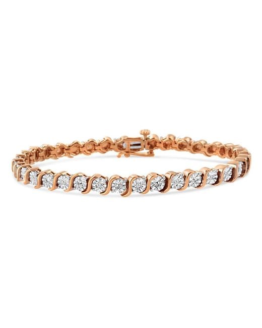 Haus of Brilliance Brown 14k Re Gold Plated .925 Sterling Silver 1/10 Cttw Round Miracle Plate ''s'' Link Tennis Bracelet -7''