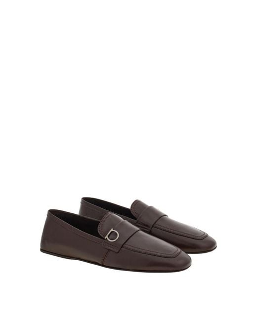 Ferragamo Brown Gancini-Plaque Slip-On Loafers for men