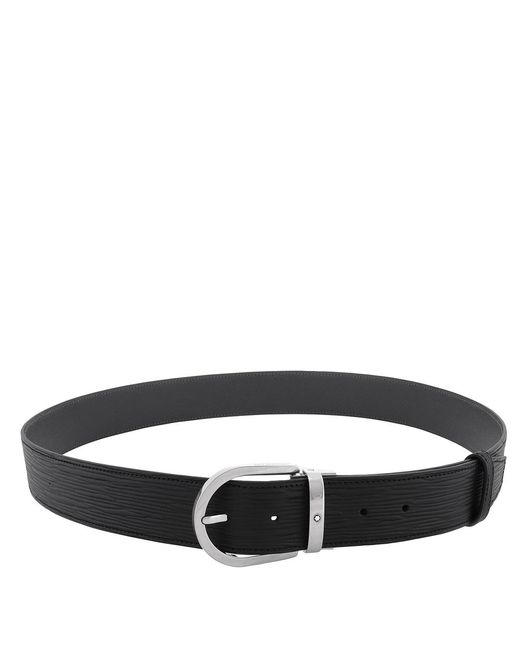 Montblanc Black Horseshoe Buckle 40 Leather Belt for men