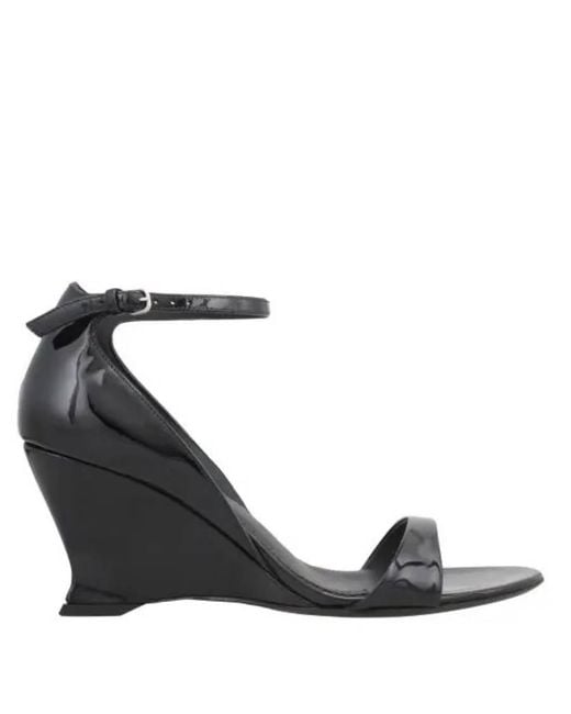 Ferragamo Black Vernice Open-Toe Wedge Sandals for men