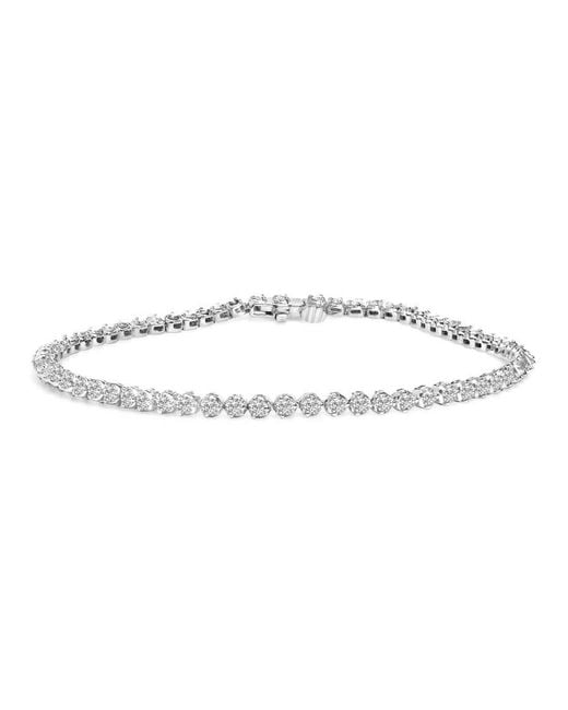 Haus of Brilliance Metallic 925 Sterling 2.0 Cttw Diamond 3 Prong Set Tennis Bracelet