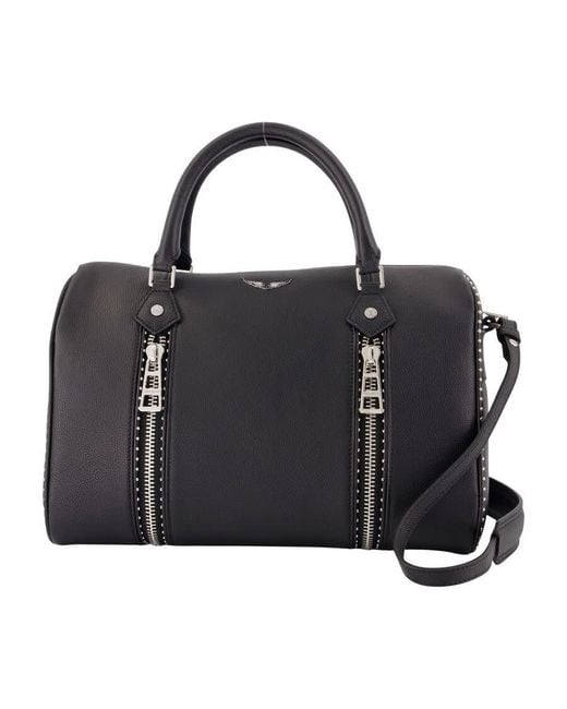 Zadig & Voltaire Black Studded Cowhide Top Handle Bag