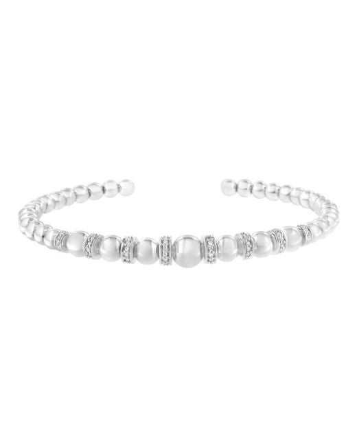 Haus of Brilliance Metallic Sterling 1/4 Cttw Diamond Ball Bead Cuff Bangle Bracelet (I-J, I2-I3)