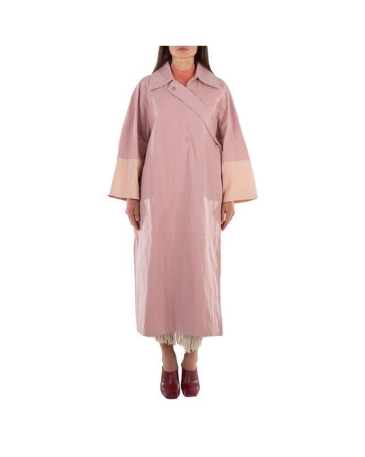 Jil Sander Pink Crop Sleeved Mid-Length Trench Coat, Brand Size 36 (Us