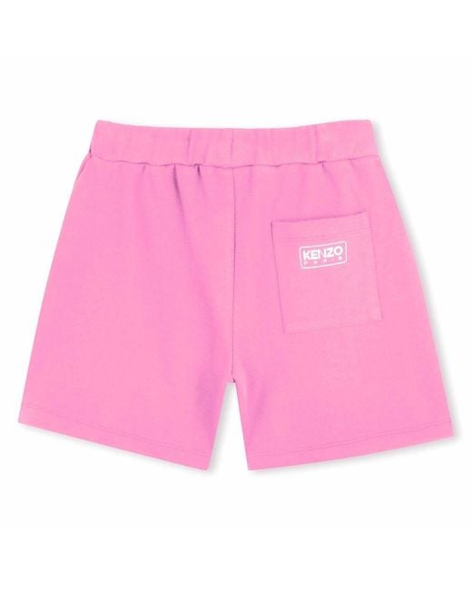 KENZO Pink Elasticated-Waist Cotton Shorts