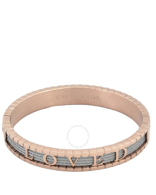Charriol Brown Forever Loved Stainless Steel Rose Gold Pvd Cable Bangle