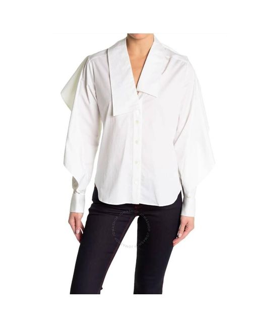 Burberry White Ruffle Trimmed Blouse