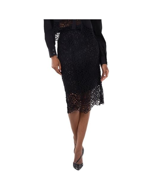 Burberry Black Lace Detailed Pencil Skirt, Brand Size 8 (Us