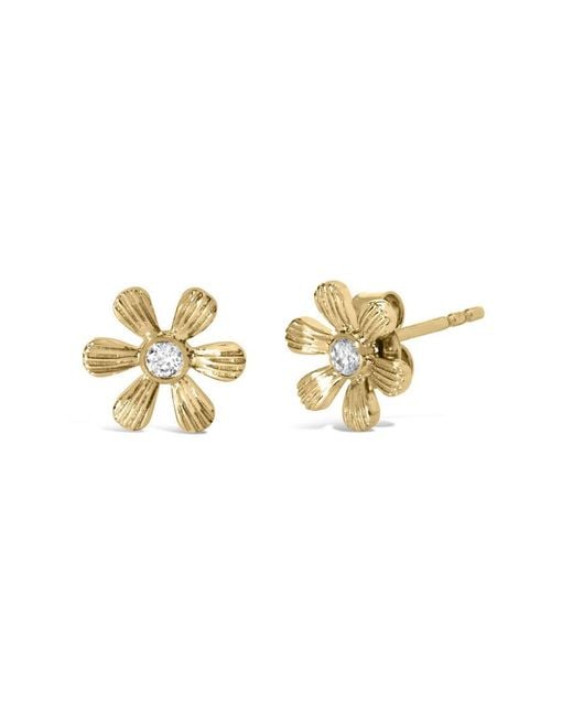 Haus of Brilliance Metallic 10K Diamond Accent Hammered Finish Floral Stud Earrings (I-J Color, I1-I2 Clarity)