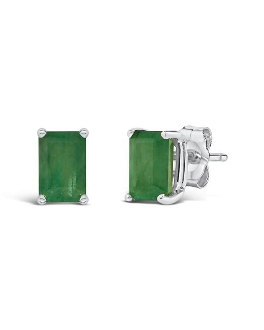 Haus of Brilliance Green 14K 6X4Mm Emerald Shaped Emerald Solitaire Stud Earrings