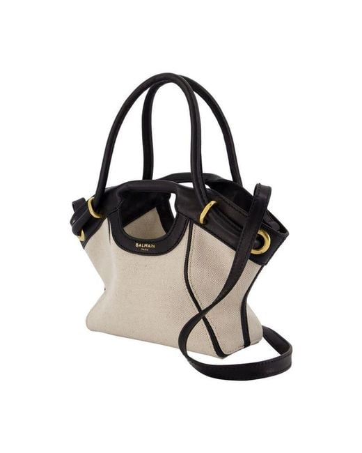 Balmain Black Colorblock Lambskin Top Handle Bag