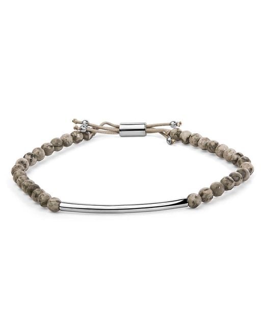 Haus of Brilliance Metallic Sterling Jasper Bead Station Bracelet Bolo Clasp