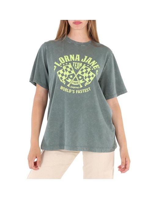 Lorna Jane Green Washed Military Speedway Oversized Cotton T-shirt