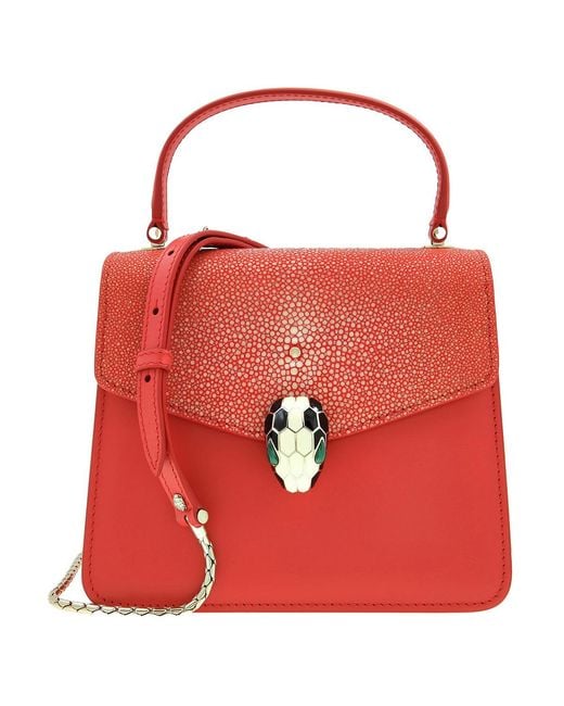 BVLGARI Red Galuchat Serpenti Forever Crossbody