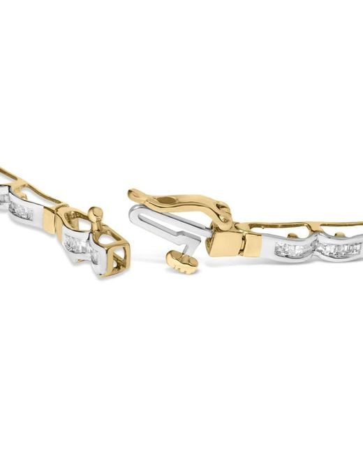 Haus of Brilliance Metallic 10K 1.00 Cttw Baguette-Cut Channel Diamond Link Bracelet
