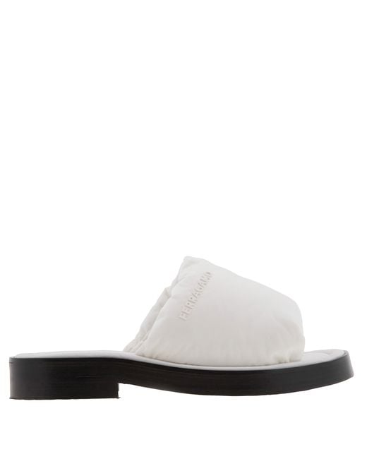 Ferragamo White Delfino Padded Slide Sandals for men