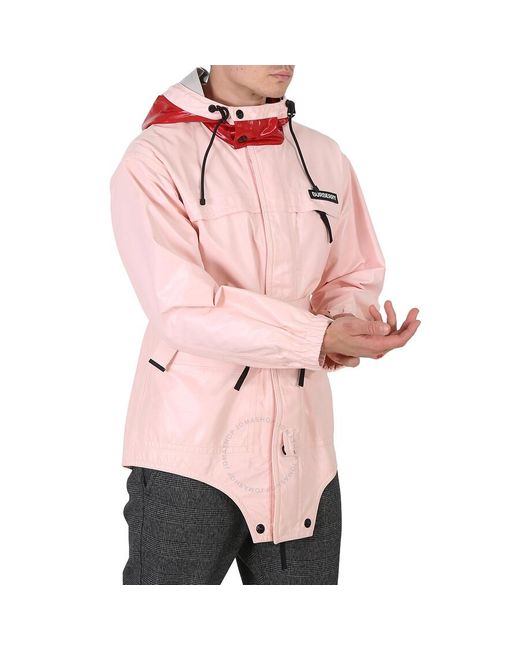 Burberry Pink Cut-out Hem Two-tone Coated Nylon Parka for men