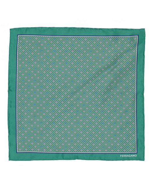 Ferragamo Green Ferragamo Geometric Pattern Pocket Square for men