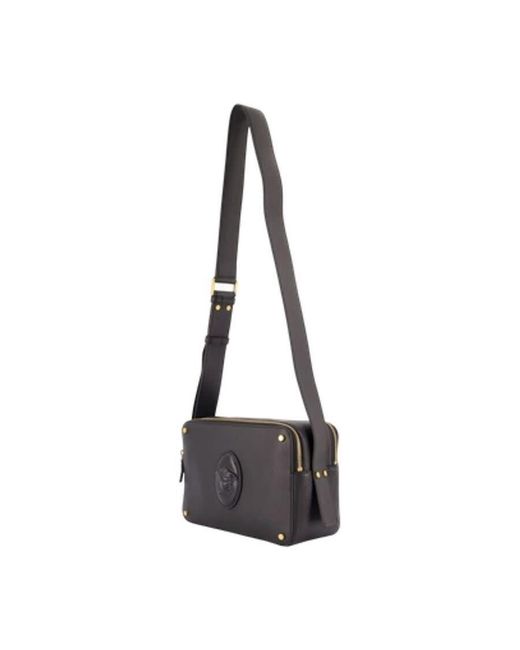 Versace Black Medusa-Embossed Calfskin Shoulder Bag