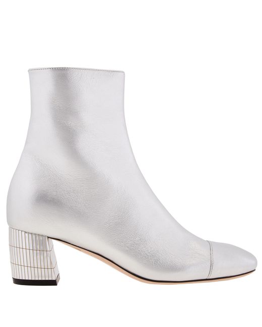 Bally White Emme 55 Leather Ankle Boots