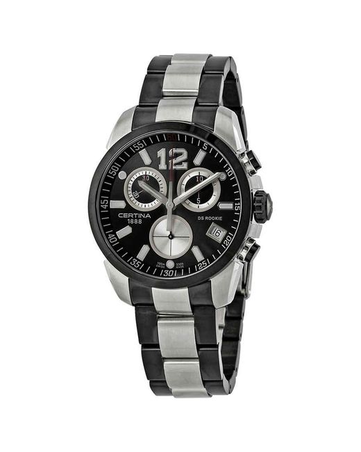 Certina Metallic Ds Rookie Chronograph Black Dial Watch 00 for men