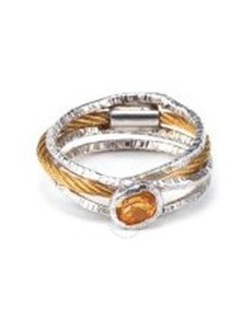 Charriol Metallic Tango Yellow Citrine Stainless Steel Yellow Pvd Cable Ring