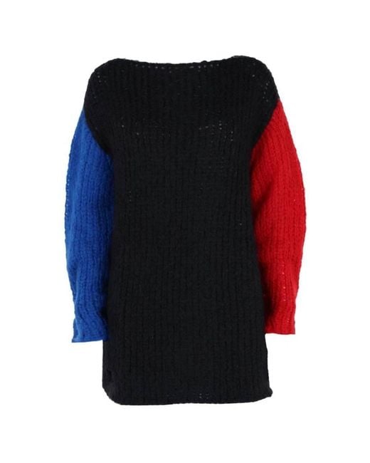 Ferragamo Blue Colorblock Wool-Blend Knit Sweater