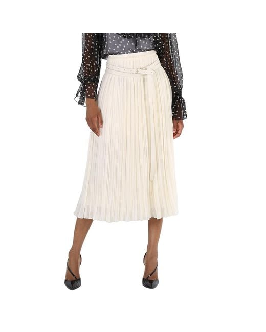 Chloé Natural Ladies Eden Pleated Mid-Length Skirt, Brand Size 38 (Us