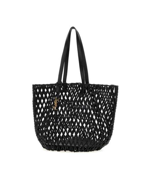 Saint Laurent Black Shopping Bag Wooden Beaded