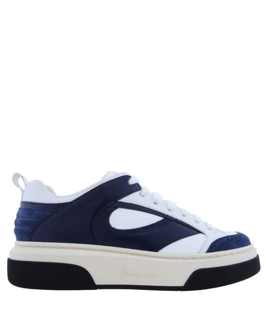 Ferragamo Blue Ferragamo Cassina Low-Top Sneakers, Size 7
