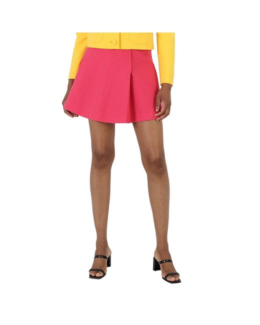 Moschino Pink Fuschia Polka-Dot Tweed Mini Skirt