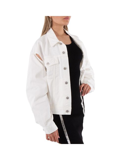 MM6 by Maison Margiela White Mm6 Ladies Cut-Out Detail Denim Jacket