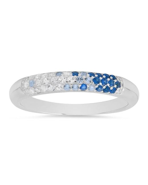 Kylie Harper Blue Sterling Petite Sapphire Ombre Pave Cz Band Ring