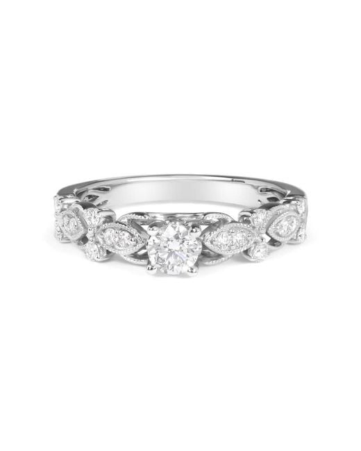 Haus of Brilliance Metallic 14K 1/2 Cttw Diamond Vintage Style Engagement Ring (G-H Color, Vs2-Si1 Clarity)