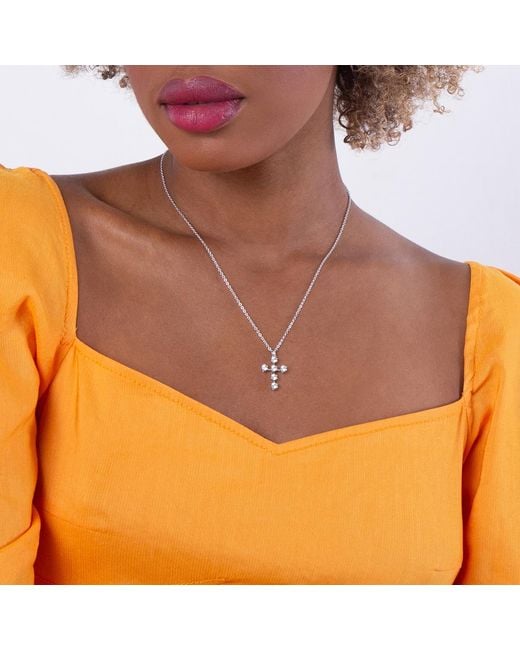 Swarovski Metallic Insigne Pendant Cross Constella Rhodium Shiny