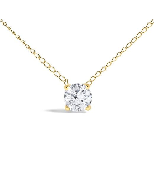 Haus of Brilliance Metallic 14K Floating 1/2 Cttw Lab Grown Diamond Solitaire Pendant Necklace