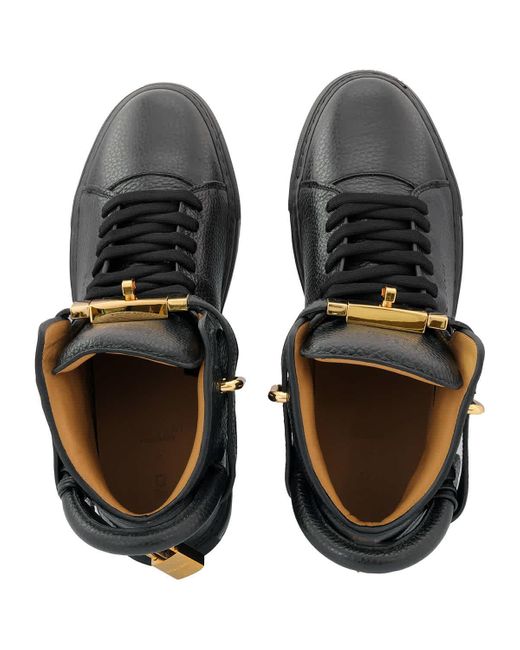 Buscemi Black High-top 100 Alce Belted Leather Sneakers for men