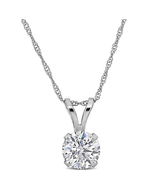 Created Forever Metallic 1Ct Tw Lab-Grown Diamond Solitaire Pendant With Chain