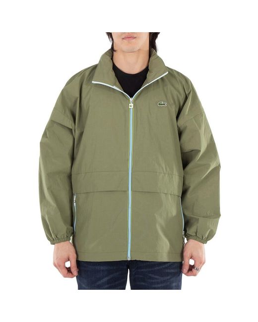 Lacoste Green Water-Repellent Removable Hood Windbreaker, Brand Size 50 Us for men