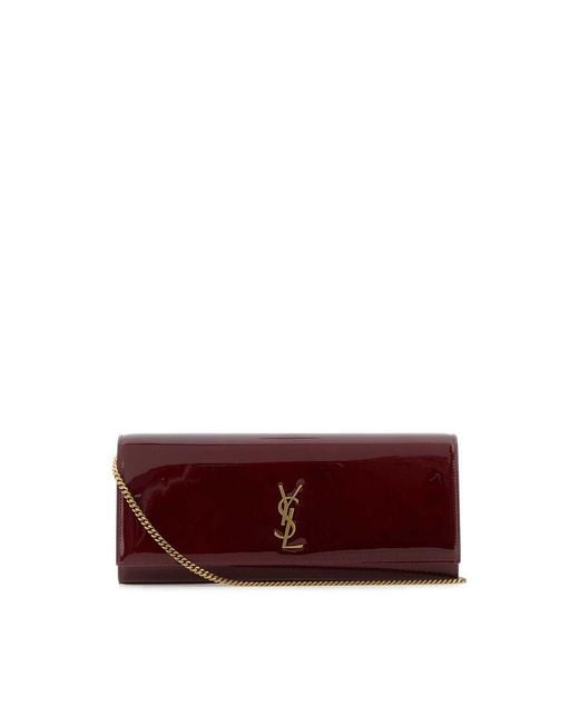 Saint Laurent Red Burgundy Leather Kate Clutch