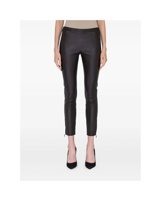 Ferragamo Black Leather-Trousers