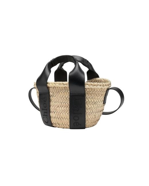 Chloé Black Small Sense Raffia Tote Bag