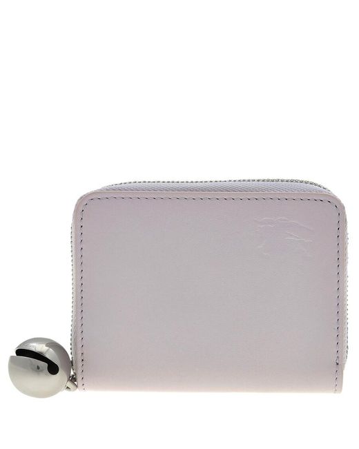 Burberry Purple Ekd Zip-Around Leather Wallet