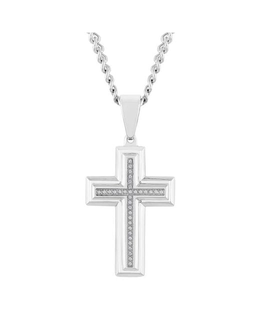 Robert Alton Metallic 1/10Ctw Diamond Stainless Steel Cross Pendant for men